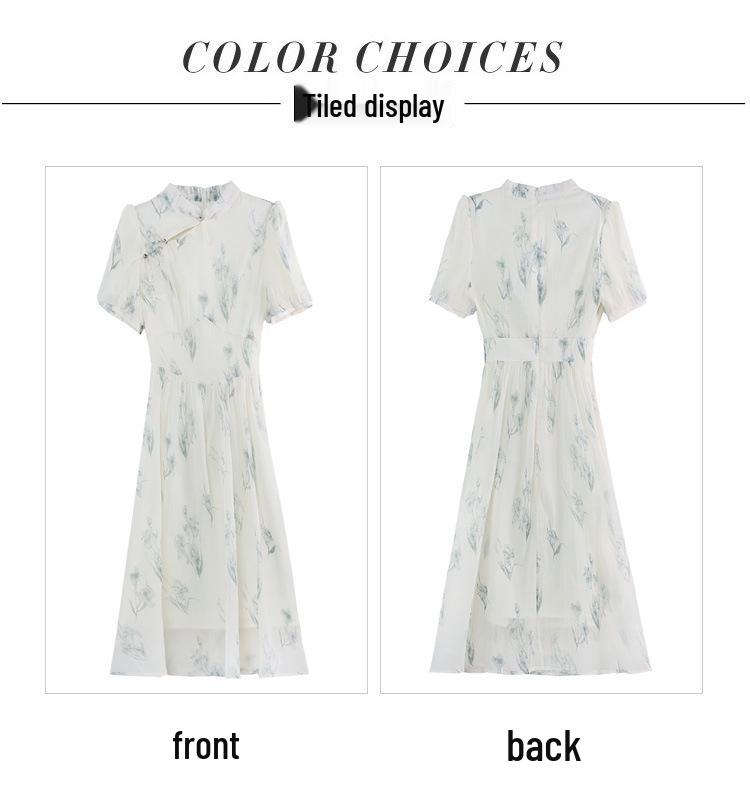 New Chinese Style Summer 2026 Women's Dress: Zen Puff Sleeve Cheongsam