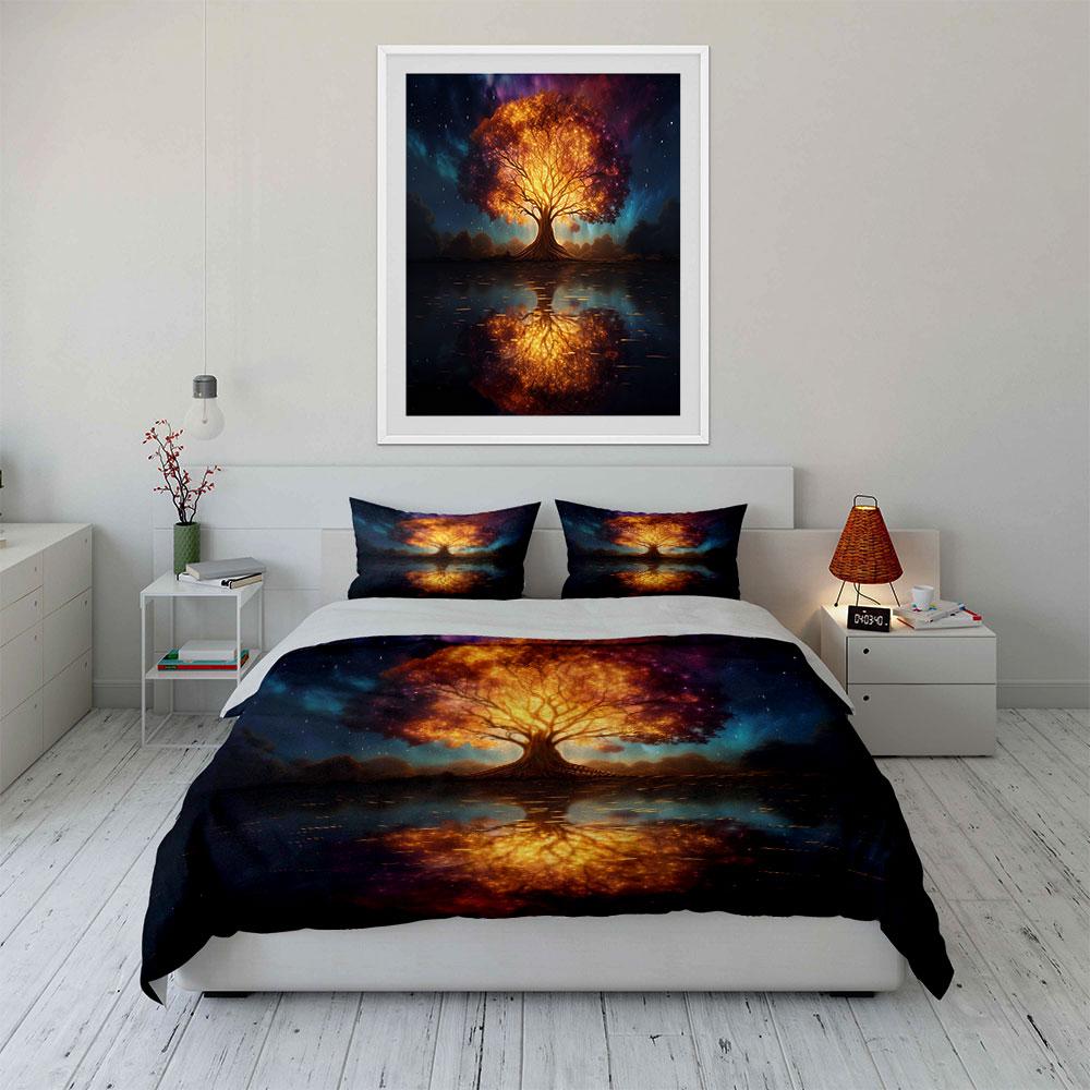 Glowing Tree Art Decoration Set Soft Comfortable Duvet Cover Bedding Set Included 1*Duvet Cover & 2*Pillowcases, Gift