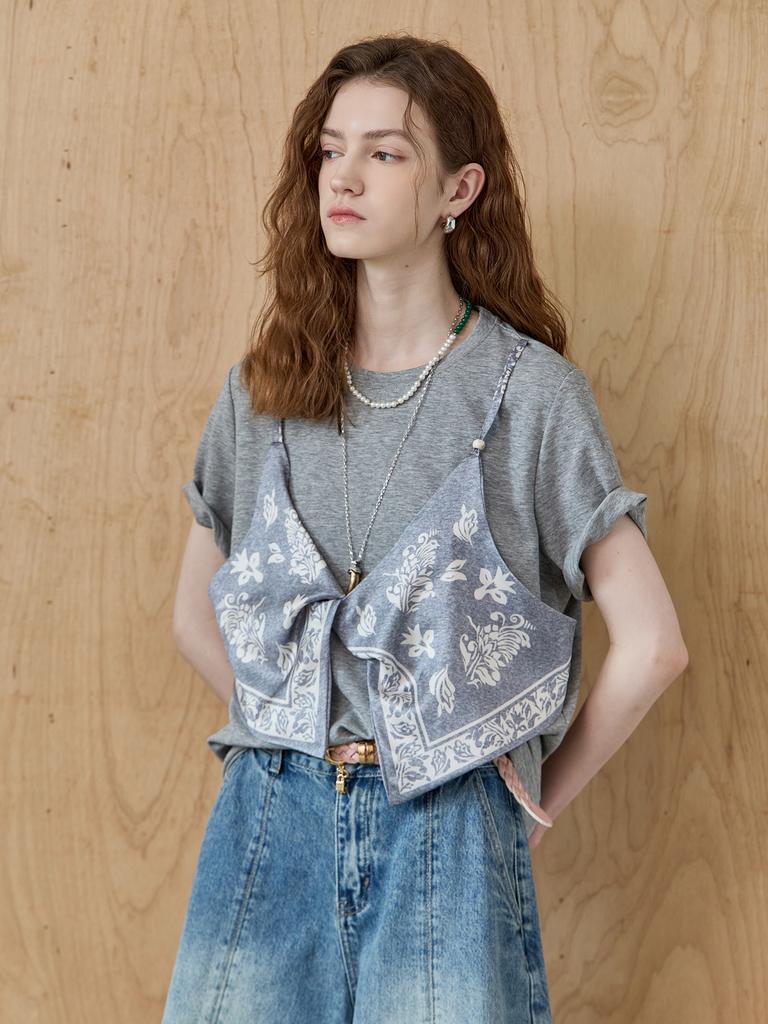 MAXZA Twist Bandana Bustier Layered T-Shirt