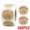 1Inch 100-500pcs Round Kraft Paper "handmade With Love" Seal Sticker For Handmade Products Baking Products Sealing Sticker Label