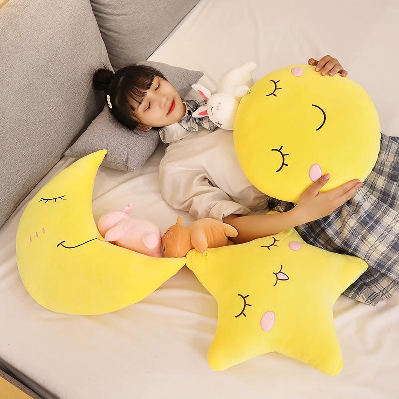 Creative Moon Star Pillow Plush Toy Bear Pig Rabbit Animal Doll Ragdoll Birthday Gift