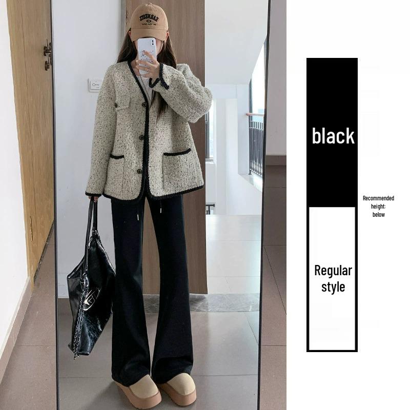 

Женские серые спортивные брюки клеш-микро завышенной талии для маленьких на весну, лето и осень M (96-105 jin)