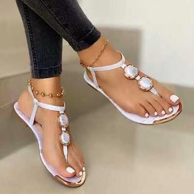 

Summer Sandals Women Fashion Casual Beach Outdoor Flip Flop Sandals Metal Decoration Ladies Flat Shoes Big Size 2026 36 белый