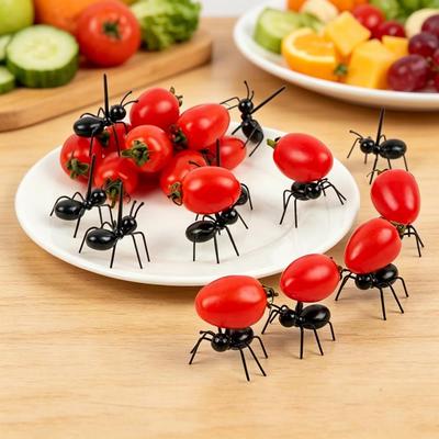 12 Uds. Palillos de dientes de hormiga, tenedor para postre de fruta, tenedor reutilizable para comida de hormiga, tenedores para aperitivos de animales para aperitivos, pasteles y postres
