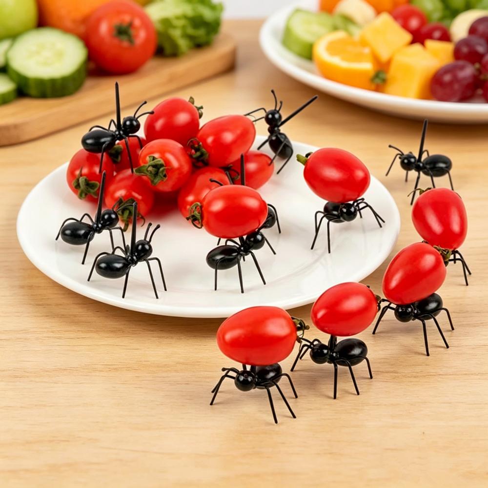 12 יחידות קיסמים נמלים מזלג קינוח פירות לשימוש חוזר מזון נמלים לקטוף מזלגות מתאבן לבעלי חיים לקינוח עוגת חטיף