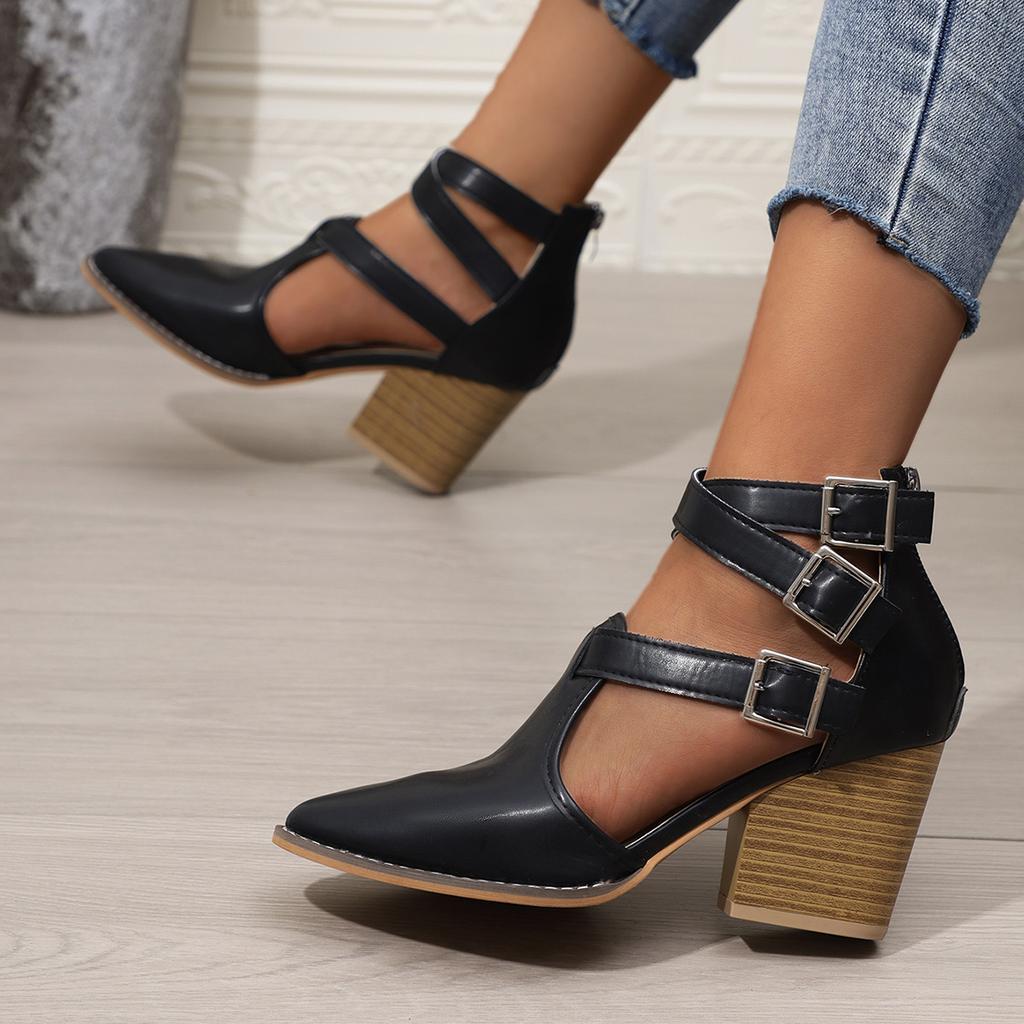 Women's Sandals New Fashion Casual Ladies Pointed Toe Sexy Soft Leather High Heels Comfortable Women Shoes Heeled Sandal