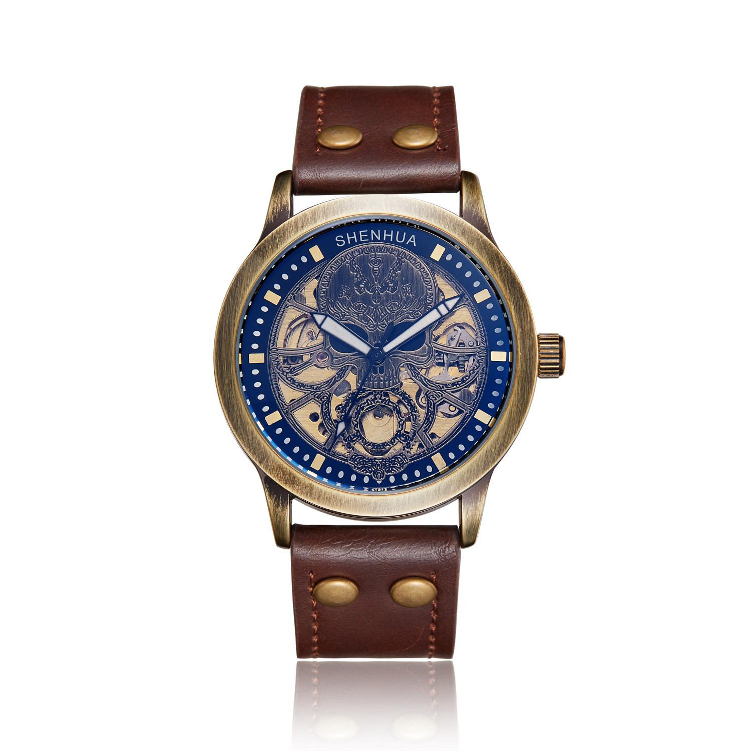 

Модные Ретро Мужские Часы Скелетон Турбийон Полностью Автоматический Механический Механизм Механические Часы reloj automático коричневый