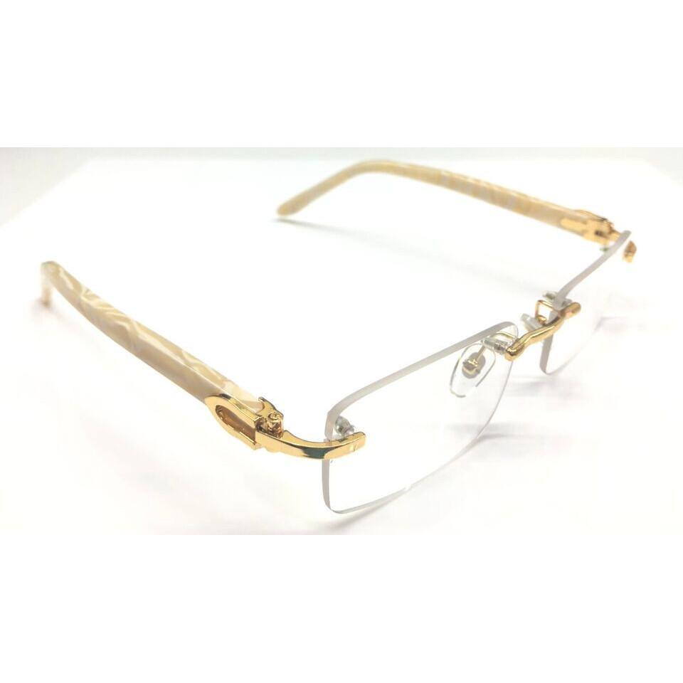 Bezrámový rám/brýle s mramorovou povrchovou úpravou, Zlatá-Off white CT00520 CART 4 JL156068984297
