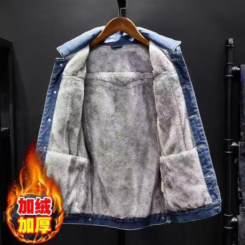 Autumn and winter new velvet denim jacket men's jacket cotton coat jacket thickened warm clothes tide