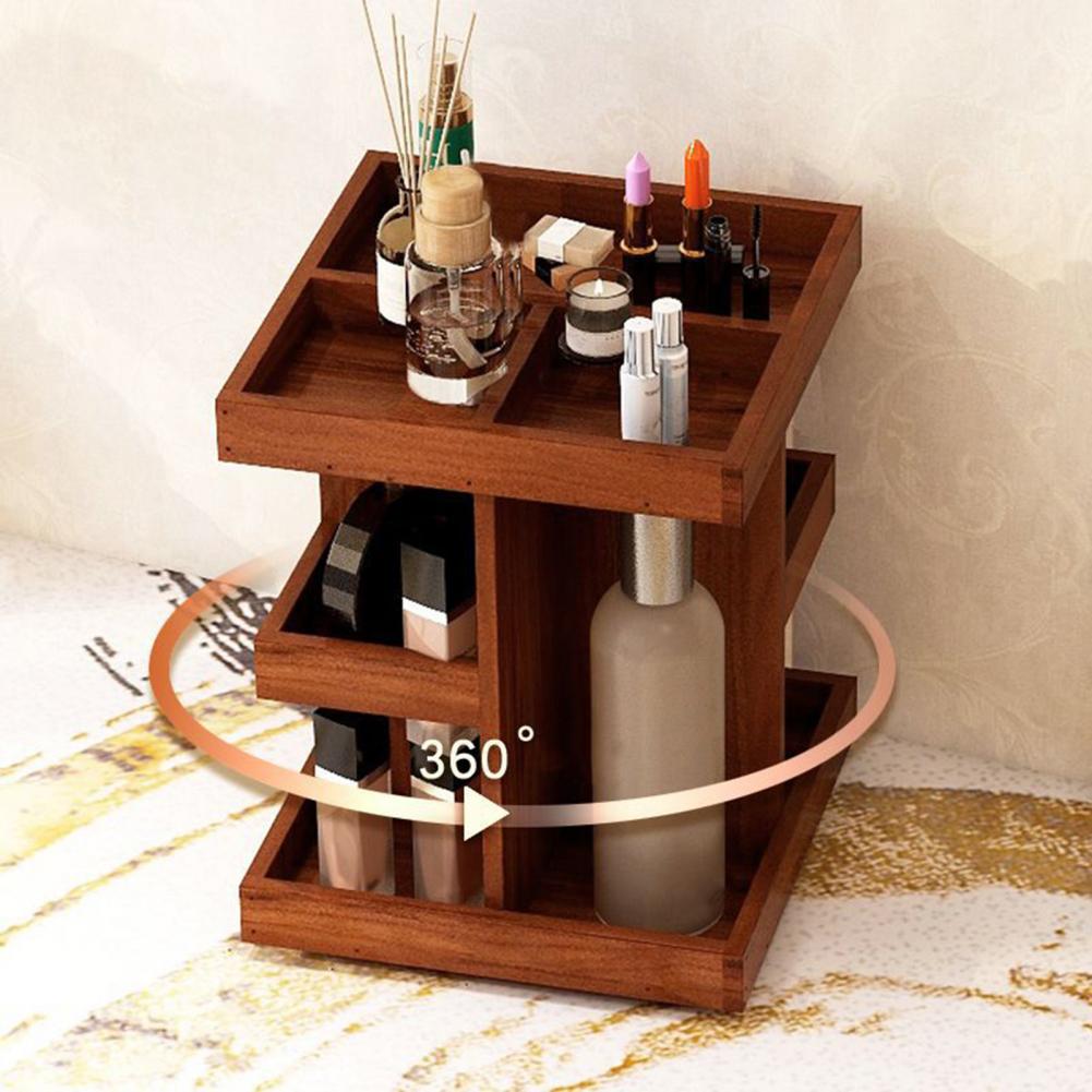 Storage Rack Multi-layer Organizer Wooden Rotating Cosmetic Organizer with Capacity Multi-layer Design for Perfume Display