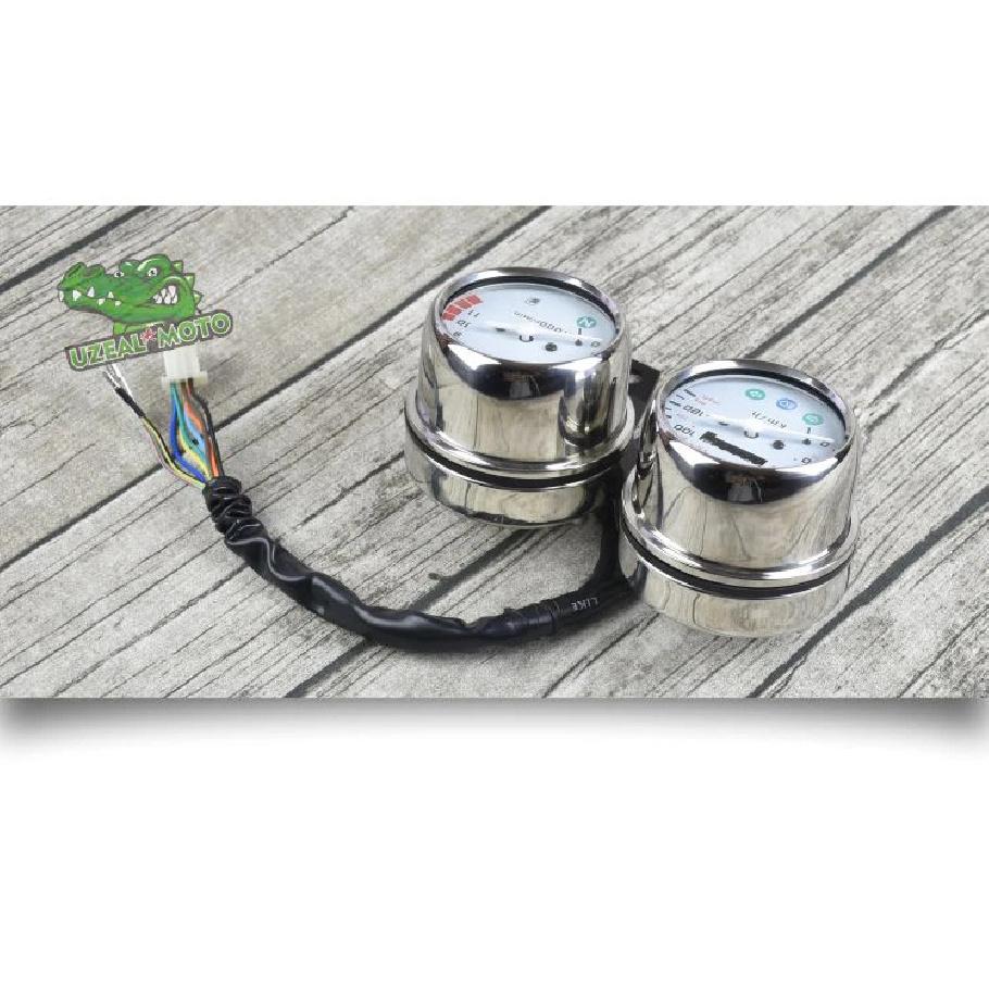 12V Vergaser-Stil Doppelköpfe Universell Motorrad Mechanischer Kilometerzähler Hohe Qualität Tachometer und Motordrehzahlmesser