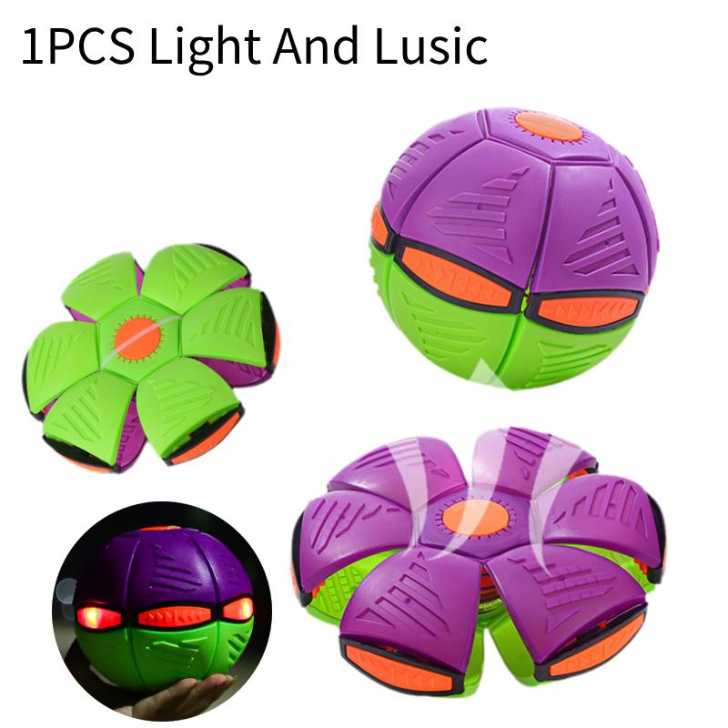 Ball Flying Saucer Deformation Frisbee Bouncing Music Lights Kid Toy Outdoor Pet