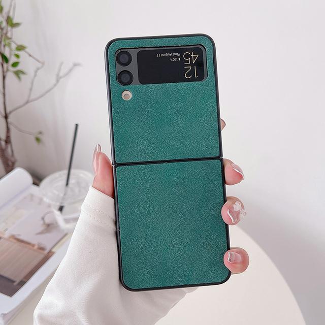 

Ретро чехол для телефона из искусственной кожи для Samsung Galaxy Z Flip 3 5g Жесткий ПК Роскошная задняя крышка For Samsung Z Flip 3