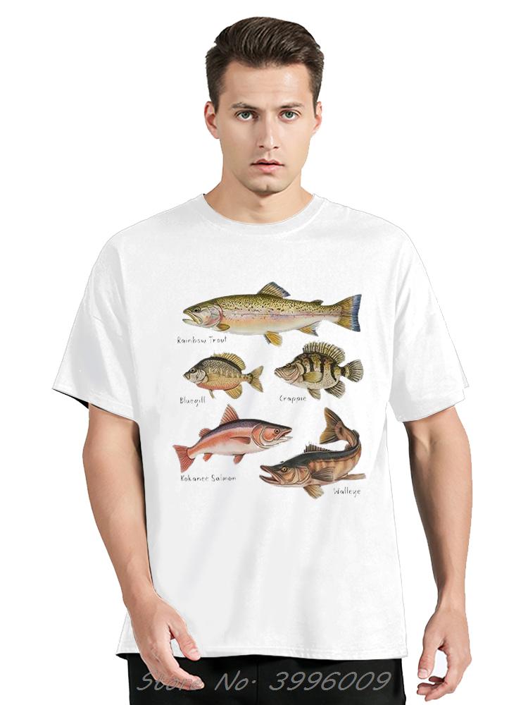 Summer Men T Shirt Street Style Retro Hiphop Fish Cartoon T-shirt Fashion Top Fisherman Vintage Oversize TShirt Streetwear