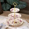 Ceramic Three-Tier Pastry Stand: English-European Style Fruit Bowl, Cake, Candy, and Snack Plate for Afternoon Tea.