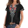 Summer New Ethnic Print Short Sleeve T-Shirt Top for Women, Hot Selling Popular Female Clothing