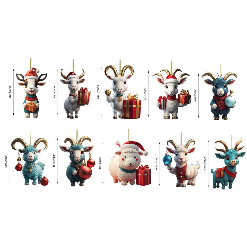 Christmas Cute Goat Home Party Decor 2D Christmas Tree Ornaments For Home Xmas Decoration Party Supplies
