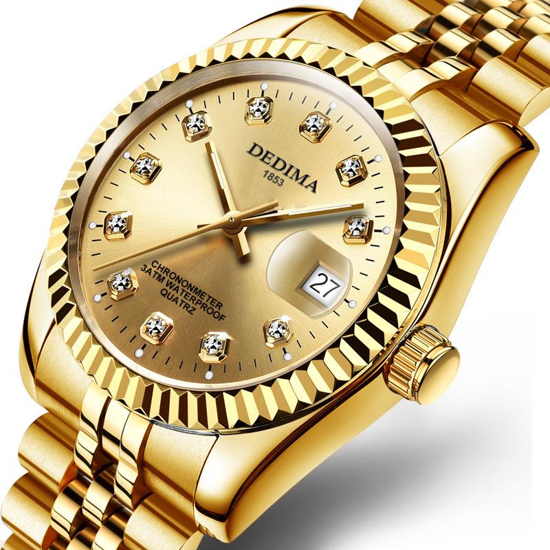Top Brand New Couple's Watch Steel Band Men's Calendar Waterproof Watch High-end Diamond-encrusted Ladies Luminous Watch