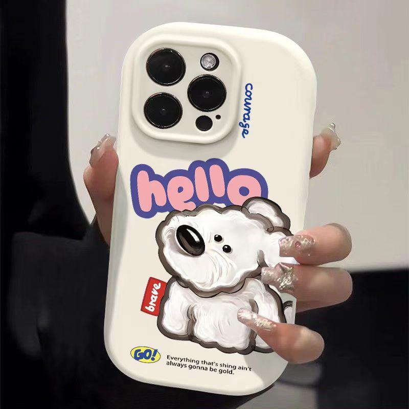 

Английский щенок подходит для Apple 16pro, мультяшный чехол для телефона 15promax 14plus креативный 13 матовый 12/11 iphone16