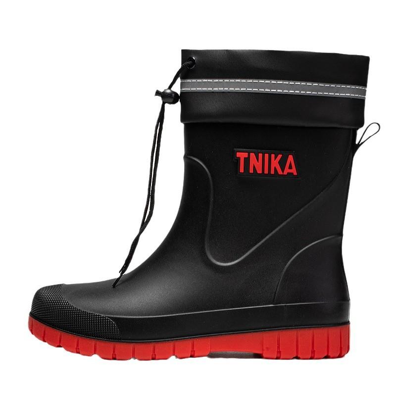 Pánské holínky protiskluzové středně vysoké sametové teplé holínky módní odolné proti opotřebení dešťové boty sada vodotěsné rybářské outdoorové boty do vody