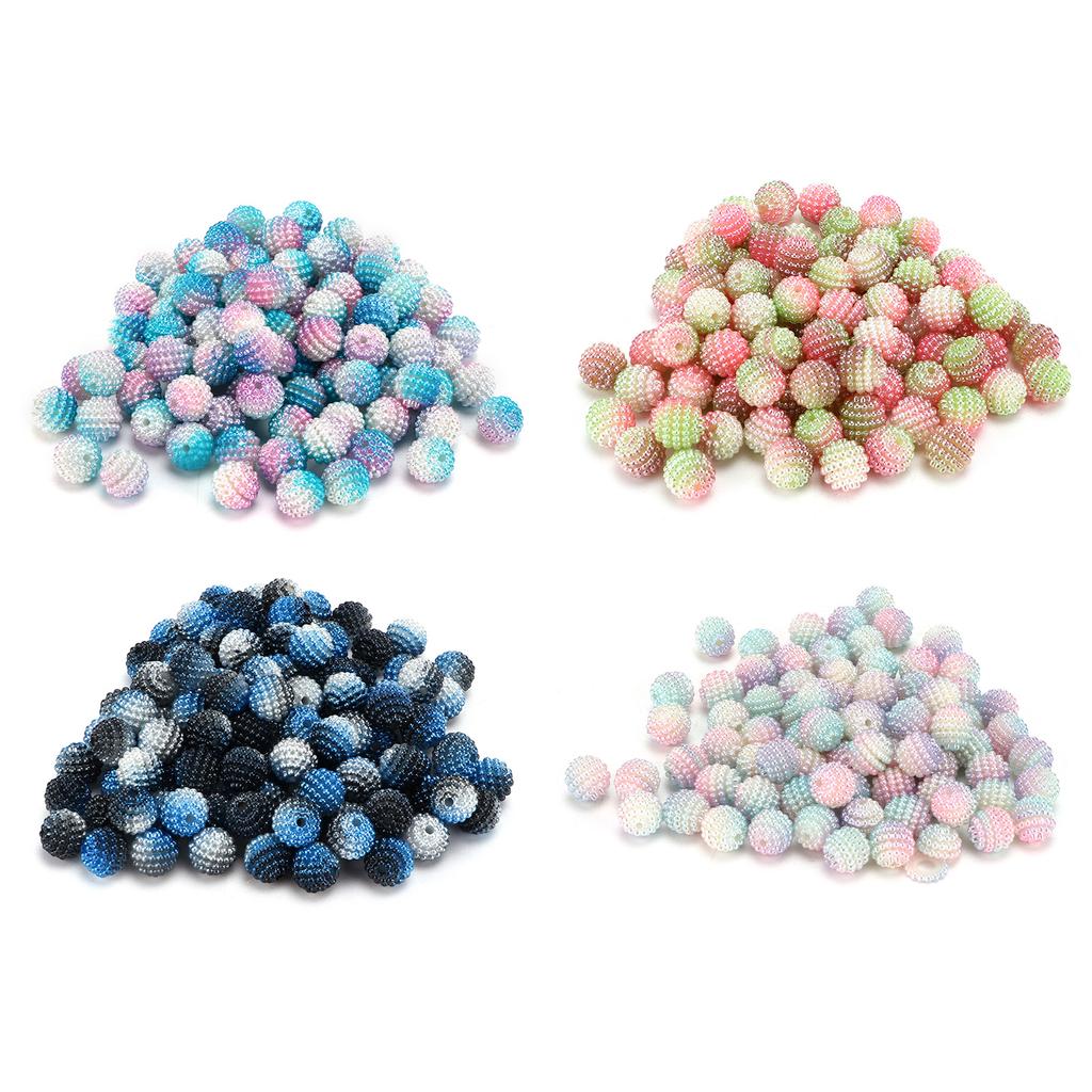 200pcs Pearl Beads Color Pearlized Gradient Bayberry Shaped Bubble Beads with Hole for DIY Jewelry M