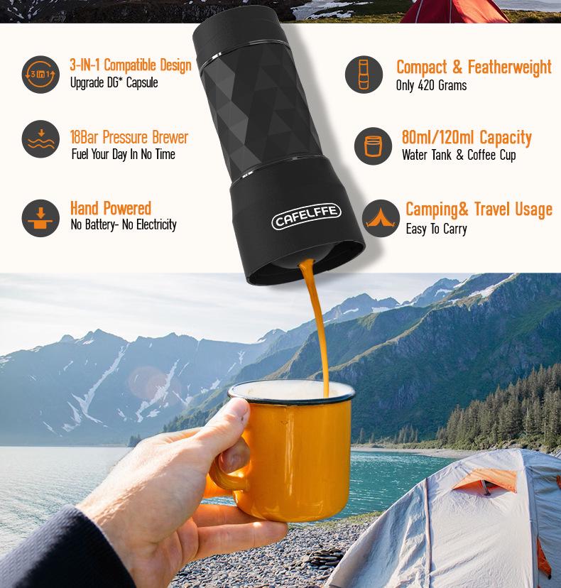 Portable Three-in-One Italian Capsule Coffee Maker: Outdoor Hand-Pressed Travel Coffee Pot
