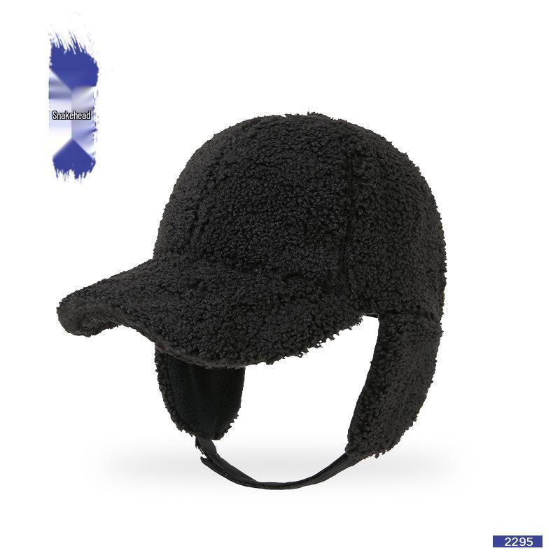 

Men s and Women s Lamb Wool Ear Protection Baseball Cap - Windproof, Warm, Plush Duckbill Hat for Autumn and Winter M (56-59cm) чорний