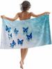 Light Cyan Water Texture Blue Morpho Butterfly Print Beach Towel Microfiber Sand Resistant Bath Towel for Women Summer Holiday