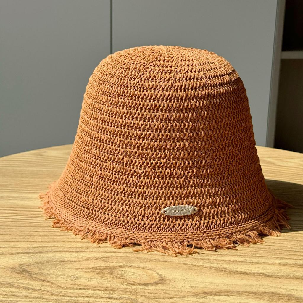 New Spring and Summer Hat Sun Hat Woven Seaside Bucket Hat Breathable Bucket