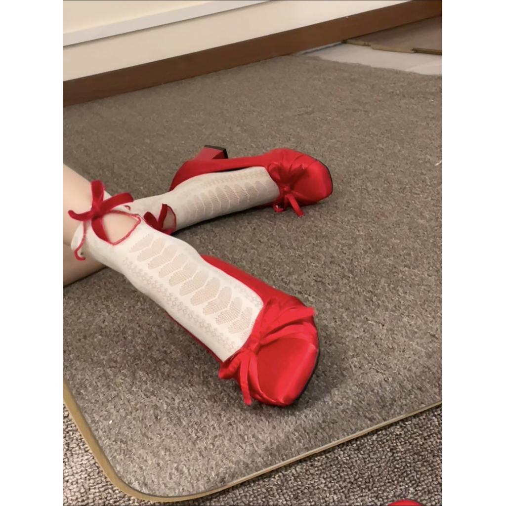 Wang Fan retro white thick heel light mouth single shoes 2026 spring and autumn with skirt versatile Mary Jane shoes