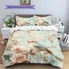 Map Flower Bird Pattern Bedding Quilt Set  Home Decoration  Gift (1 * duvet cover + 2 * pillowcase  without core)