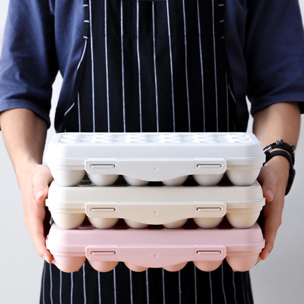 Grids Plastic Egg Holder Box Egg Storage Tray Refrigerator Crisper Storage Container Organizer