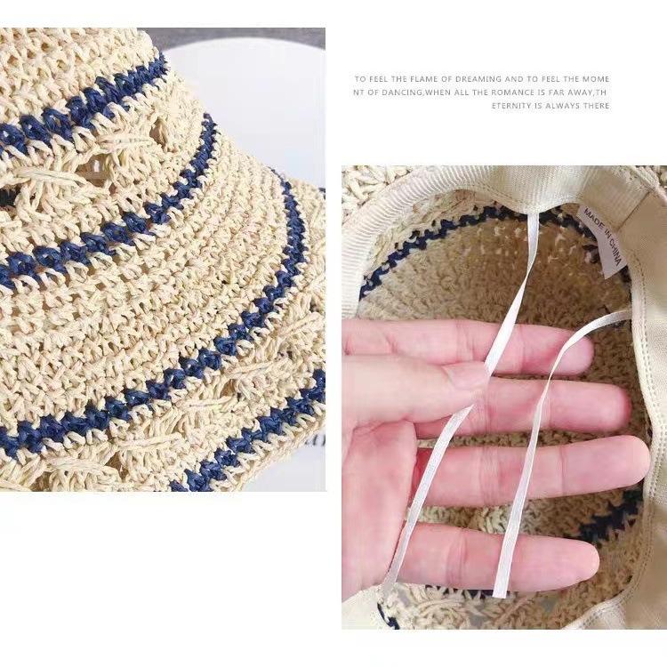 Straw hat female sunshade sunscreen big eaves ins small fresh spring and summer travel beach vacation sweet Mori versatile display