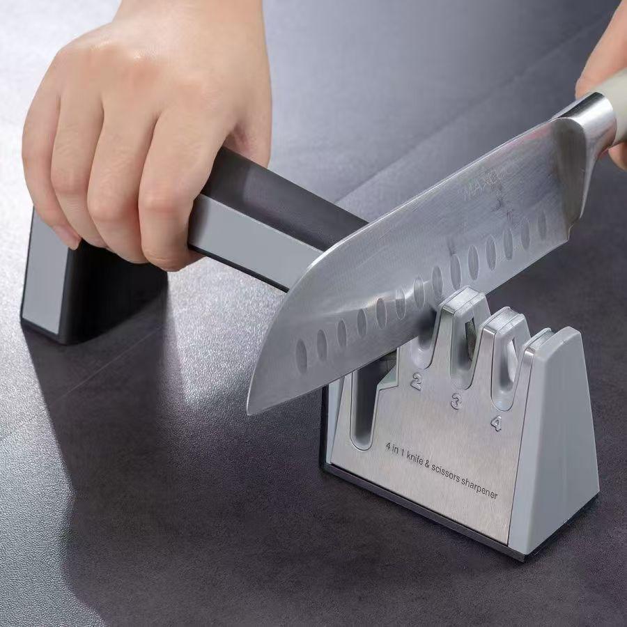 Quick Sharpener Convenient and Fast To Use New 4 in 1 Knife Sharpener, Kitchen Knife Care, Sharpens Dull Blades