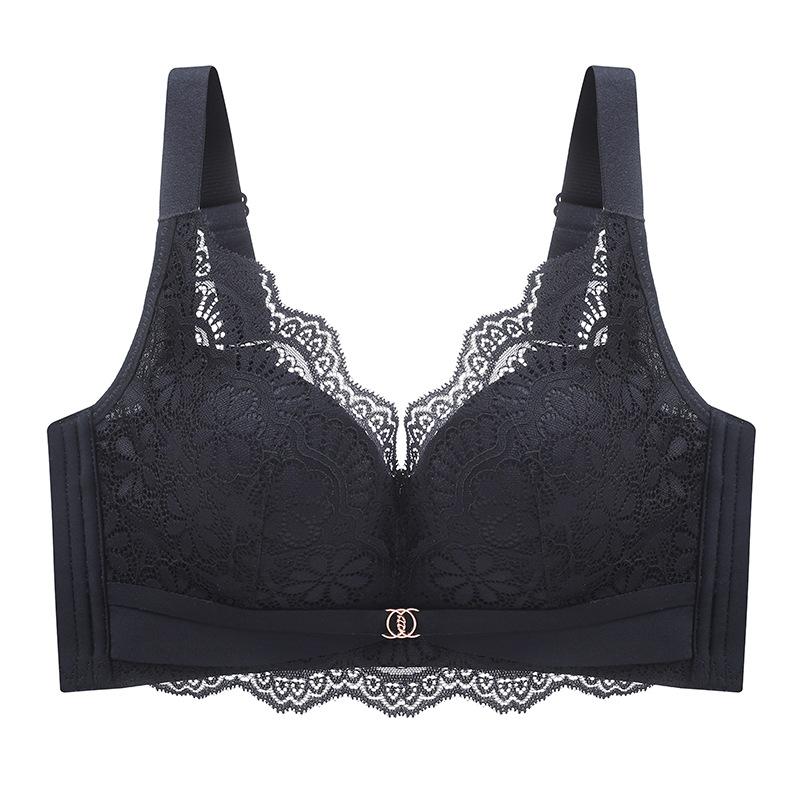 

Manny Queen s new steel-free knitted bra gathers medium cup lace adjustment type spot explosion 40/90ab through cup чорний