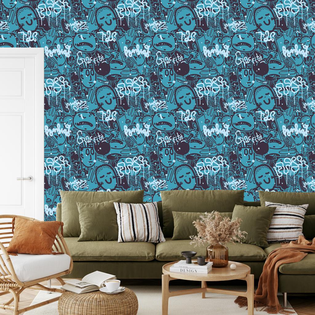 Graffiti Drawings Wallpaper for Living Room and Bedroom 50x1000