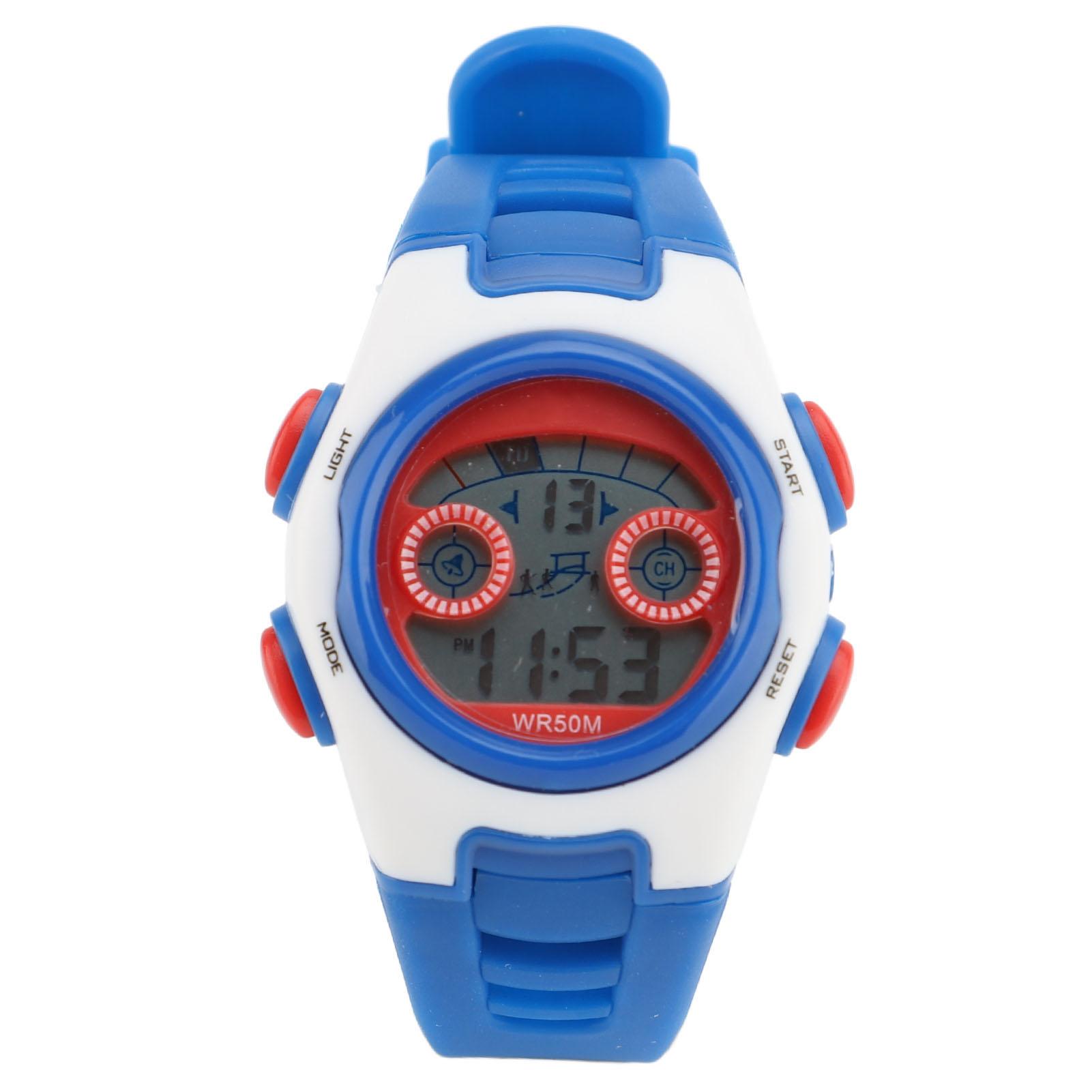 

Спортивные детские наручные часы с будильником 12/24 часа, электронная подсветка, секундомер, электронные часы синий