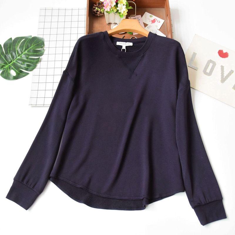 

Export Order Women Spring Smooth Modal Fleece-Lined Long sleeve Bottoming Shirt Autumn and Winter Inner wear round Neck HEATTECH Top Navy M