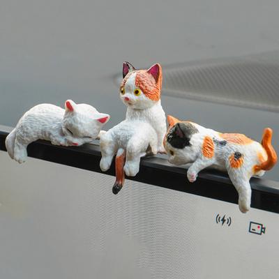 Mini-Katzenfigur Miniatur Niedliche Cartoon-Kätzchen Ornament für Computermonitor Armaturenbrett Home-Office Schreibtisch Dekoration