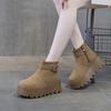 Automne et hiver nouvelles bottes de neige talon compensé chaussures montantes mates chaussures pour femmes plateforme décontractées chaussures en coton polyvalentes étudiants