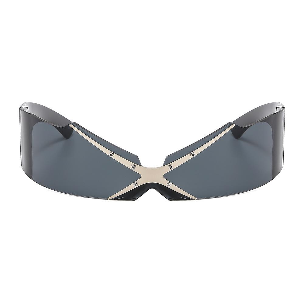 Sunglasses for Men and Women, Hip-hop Style, Unique Design, All-in-one Metal Embellishments, Fashionable Outfits.