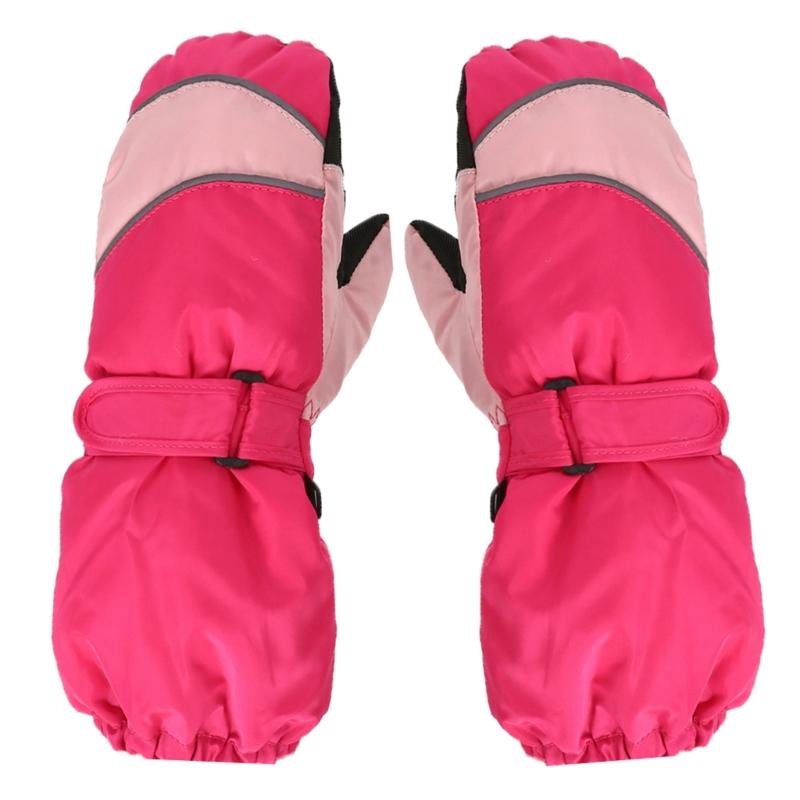 Atmungsaktive Skihandschuhe Verstellbare Schnalle Schneehandschuhe Fingerhandschuhe für Jungen und Mädchen Outdoor-Aktivitäten