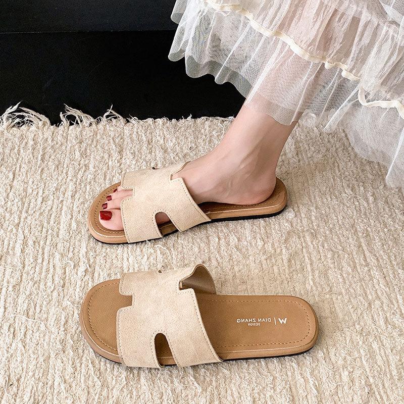 Francuskie obuwie wierzchnie na płaskiej podeszwie, klapki na jeden pedał, fajne kapcie damskie 2025 lato nowe, wróżkowy styl, retro, plażowe klapki jednosłowne