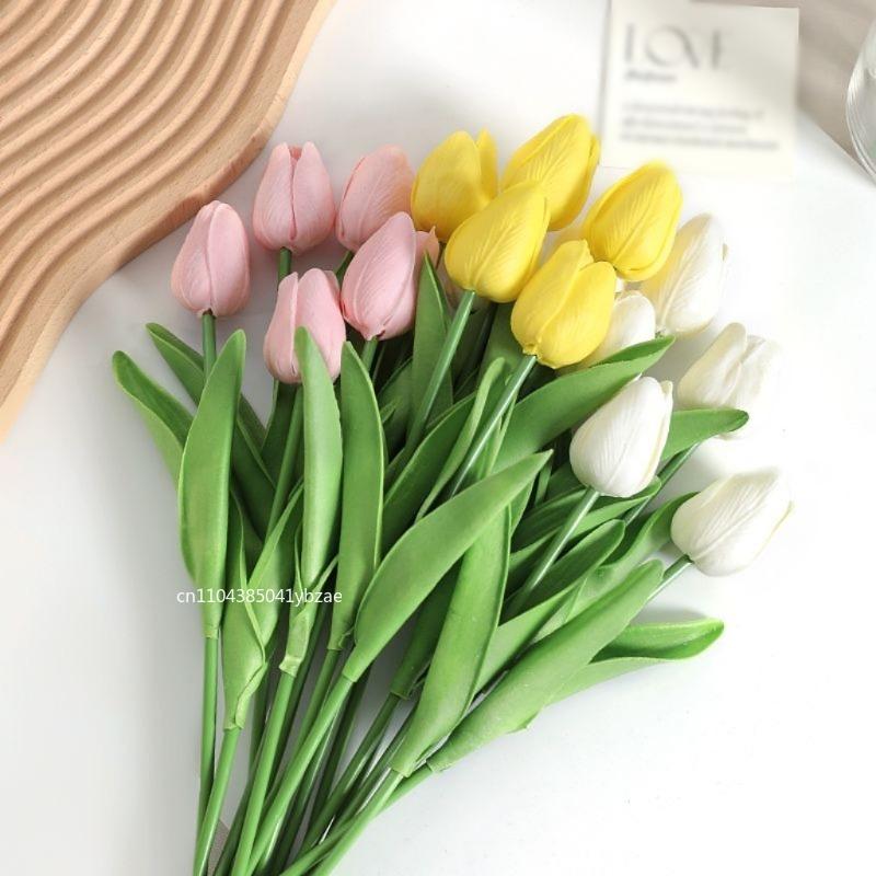 Premium Artificial Flowers Real Touch Tulips Bouquet Fake Flowers For Home Room Bedroom DIY Decor Party Wedding Decoration