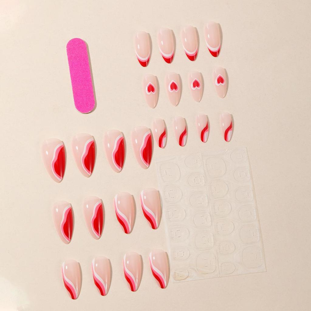 Almond Shaped Irregular French Heart Print Nail Art Stickers