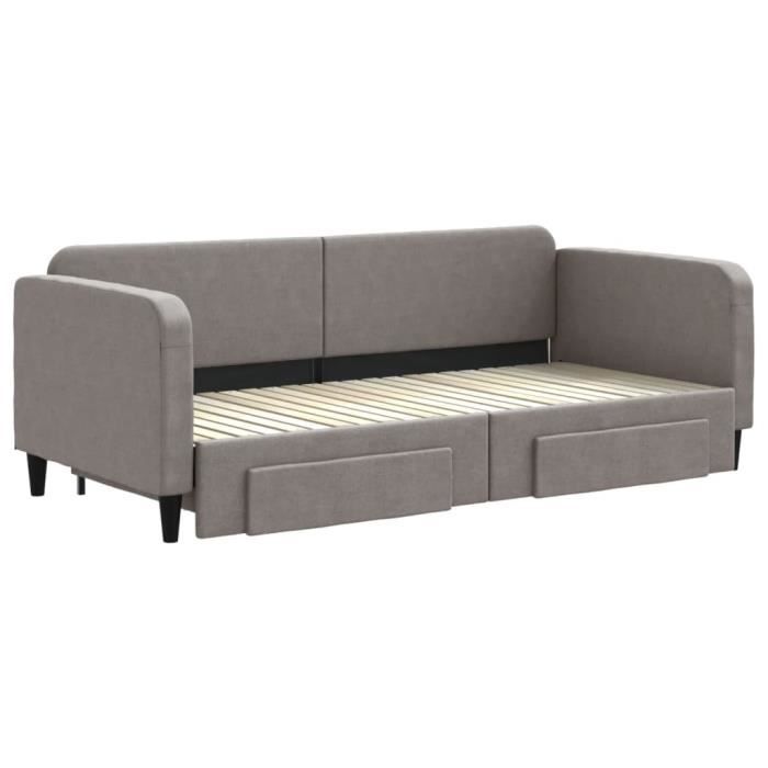 VidaXL Daybed with Trundle and Drawers Taupe 90x200 Cm Fabric 3196855