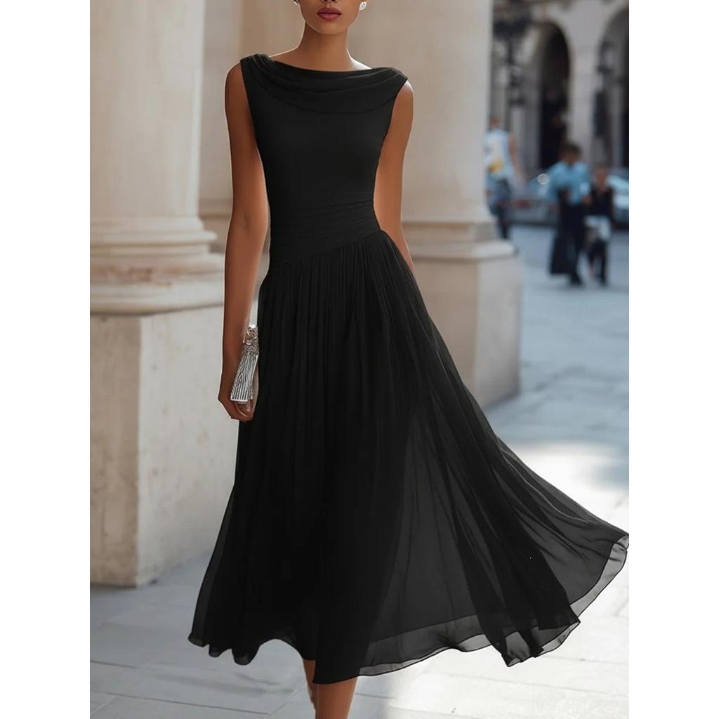Elegant Vacation Party Cowl Neck Dress for Cross-border Export