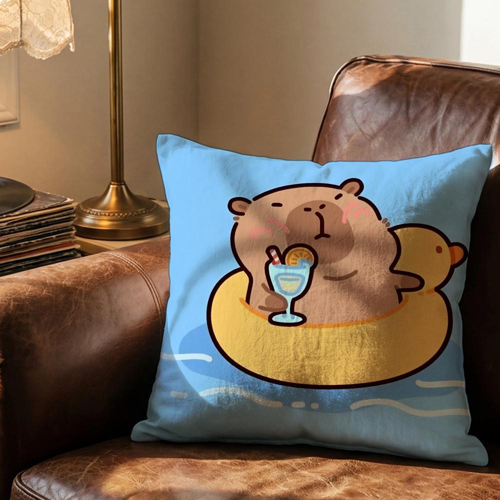 Cute pet Kapibala Cushion Cover Soft & Easy-Wash Pillow Case – Versatile for Couch, Bed, Travel and Office