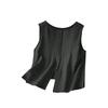 Women's Button-down Round Neck Linen Sleeveless Vest With Two-way Design