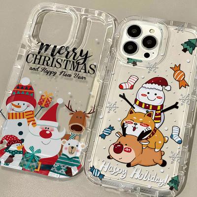 Cute Cartoon Christmas Phone Case for Xiaomi Redmi 12C 10 10C 9 9A 9C 9T K40 Note 13 12 11 Pro Plus 4G 5G Clear Back Cover
